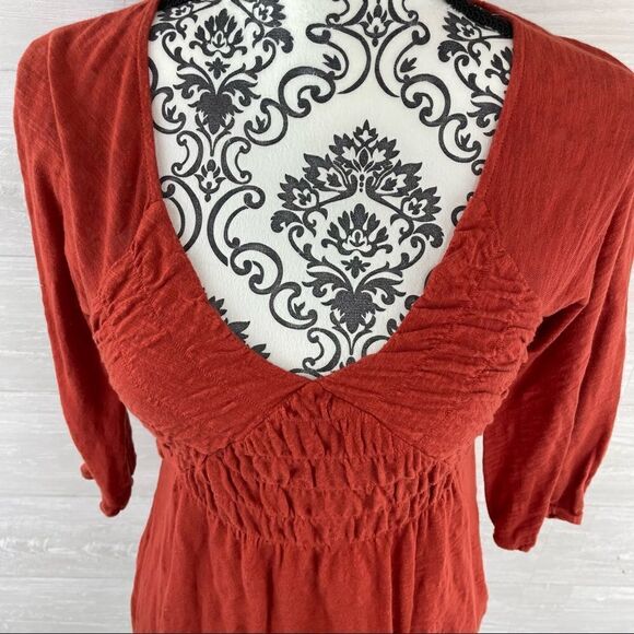 Anthropologie Deletta Ruched Front Peplum Top - Picture 2 of 7